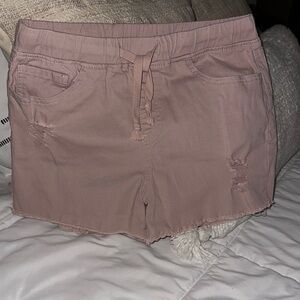 YMI Pink Cargo Shorts with Distressed Hem
